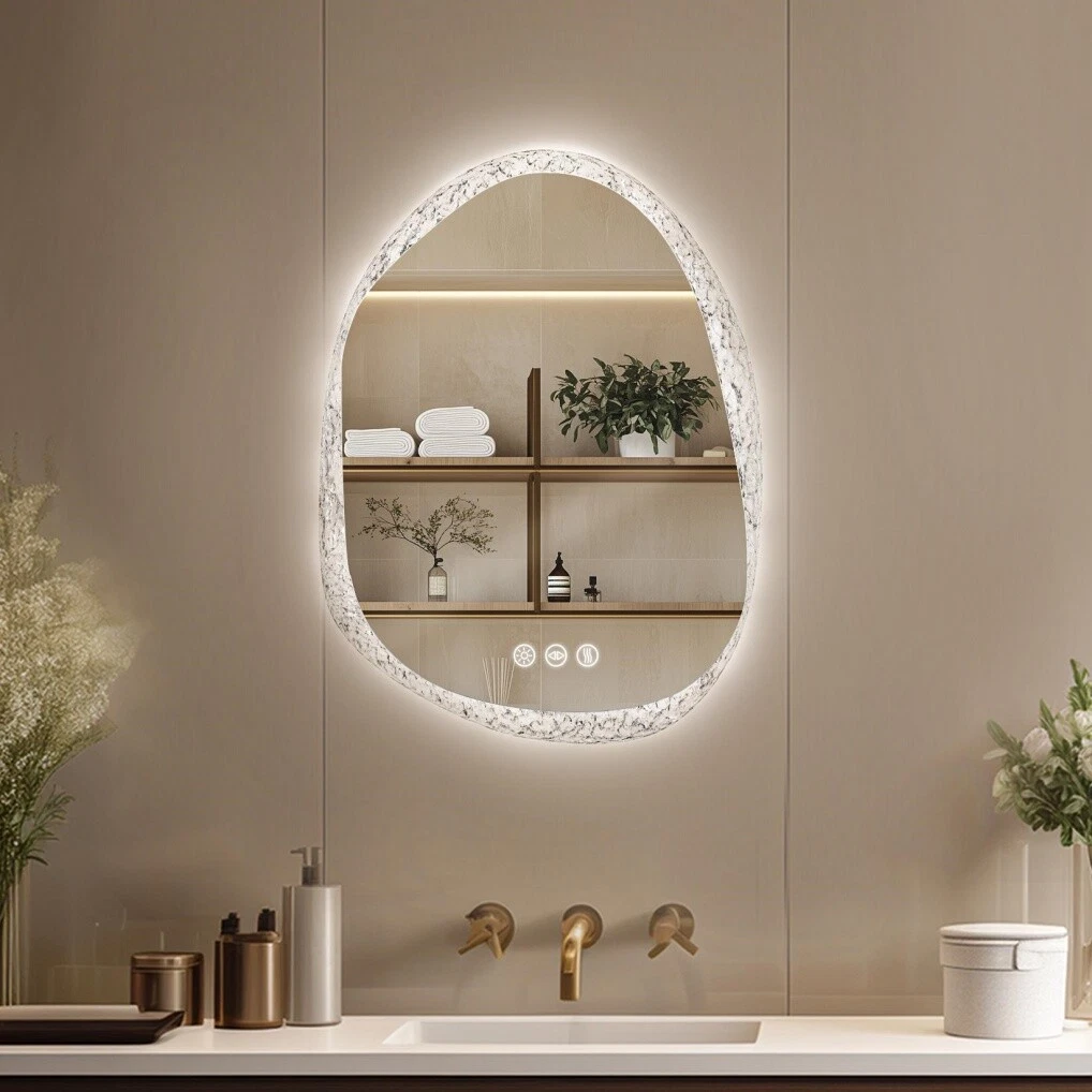 Bathroom Mirrors Irregular Decorative Mirrors Makeup Mirrors Tri-color Dimmable63124036611458112