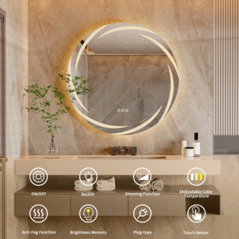 Labella 23.6" Illuminated Bathroom Wall Mirror Round LED Vanity Makeup Mirror Stepless Dimming63192757589251112
