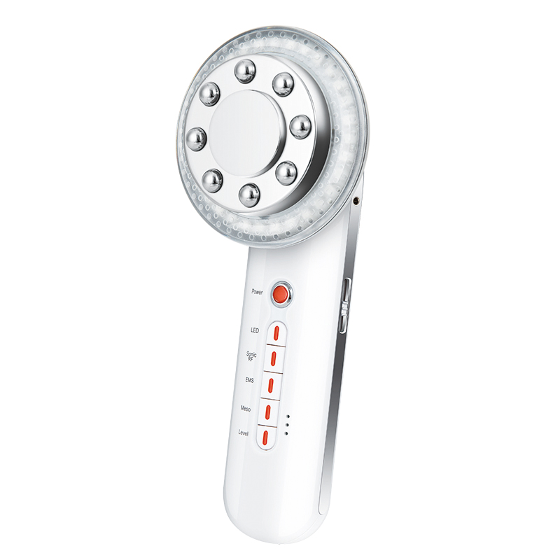 RES Full-Body Contouring & Skin-Tightening Device – 0.8 MHz Ultrasonic Cavitation, RF, EMS, Red & Blue LED for Face & Body – Apple White630811216838431110