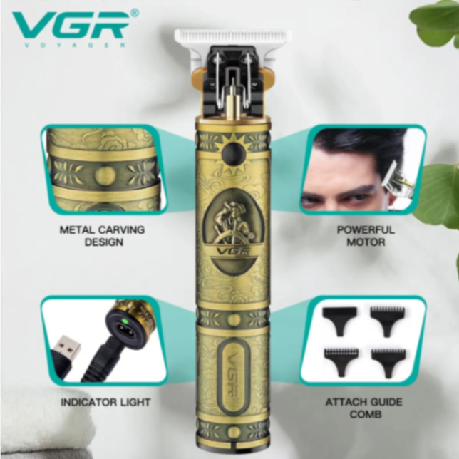 VGR V085 Hair Clipper Professional Rechargeable Personal Care Vintage USB Engraving Scissors T9 Trimmer USB Reduction Barber 63147998381059111