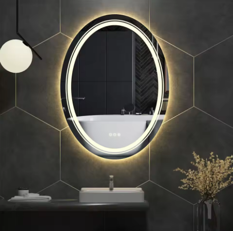 مرآة حمام 24 × 32 بوصة بإضاءة LED دائرية بدون إطار لمرايا الحلاقة والمكياج في دورات المياه والحمامات مع خاصية التعتيم وإزالة الضباب63123873946242110