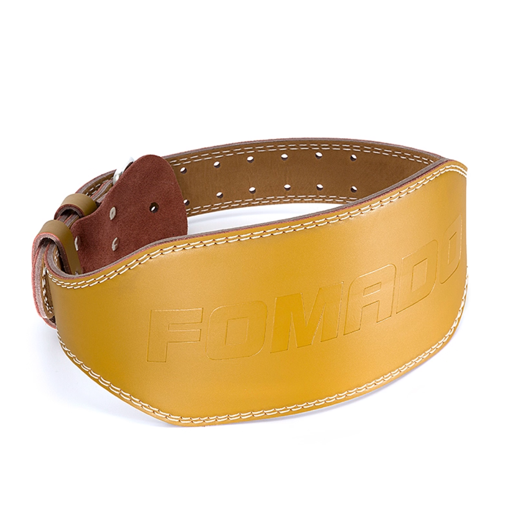 FOMADO Men's leather sports protective gear for squat and deadlift fitness belts Yellow63269075101314110