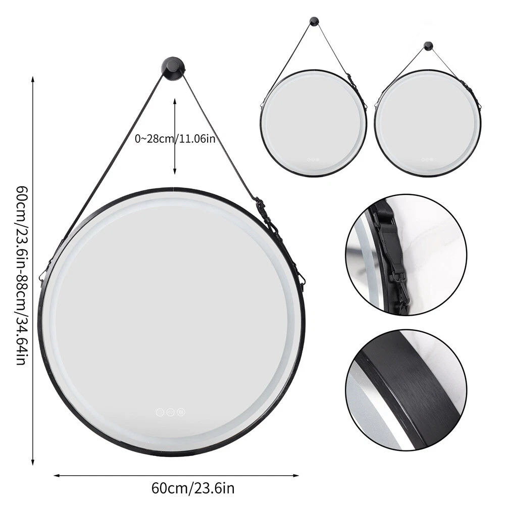 24 inch LED Bathroom Mirror with Lights Round Vanity Mirror Dimmable Anti-Fog HD63146078003842112