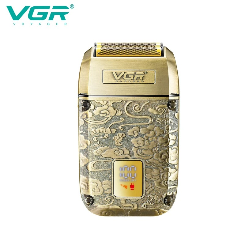ماكينة حلاقة VGR V336 بروفيشينال، ماكينة حلاقة كهربائية قابلة لإعادة الشحن مع شاشة رقمية، ماكينة تشذيب للذقن بسرعة 8500 لفة في الدقيقة، تُستخدم للرجال، بها منفذ USB63214381403906113