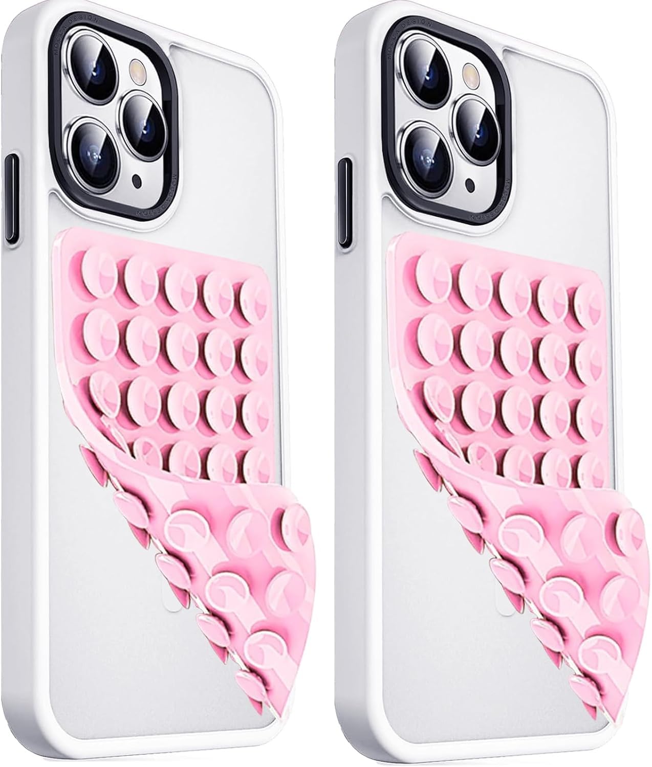 Blythornix Adhesive Cell Phone Wall Mounts, Silicone Suction Phone Case Mount, Mobile Phone Shower Mount, Hands-Free Mobile Accessory Holder for Bathroom Mirror 2 Packs Pink