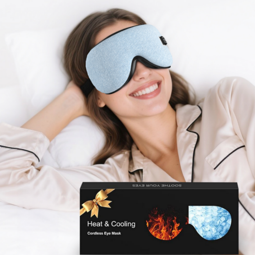 Eye Mask with Heat and Cooling for Dry Eyes Migraines, USB Electric Heated Eye Mask for Sleeping Meditation Travel Gifts for Women & Men (Blue)63081018260483116