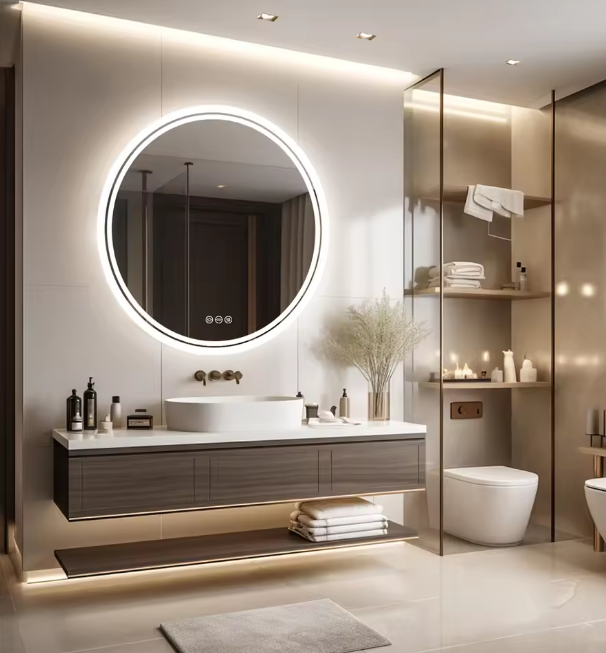 Labella 80cm Round Large LED Bathroom Mirror Backlit Built-in Touch On/Off Dimming Anti-fog Wall Mounted Mirror631157349006091114