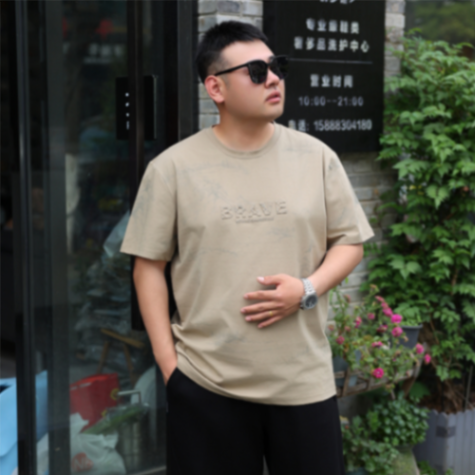 MOAIKA   Fashionable and comfortable loose round   neck short     sleeve summer casual T-shirt    Khaki63513178390657112