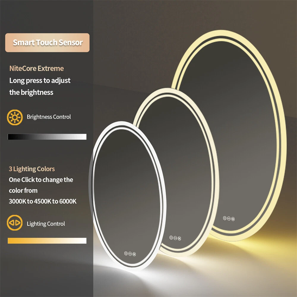 24"x32" Large Oval LED Bathroom Vanity Mirror with 3 Color lights Dimmable Memory Smart63191986239233114
