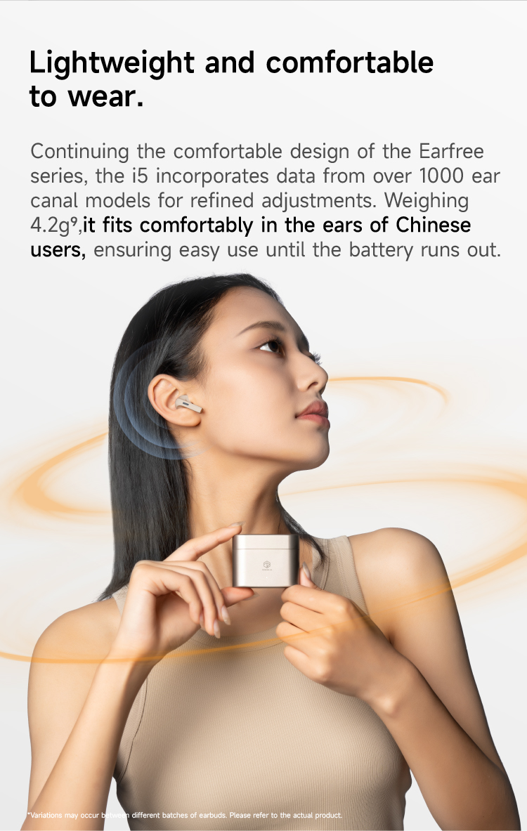 سماعات ROSESELSA EarFree i5 اللاسلكية سماعات رأس هجينة مع إلغاء الضوضاء النشط LDAC صوت عالي الجودة سماعات لاسلكية 48 ديسيبل ANC مقاومة للماء IPX5 بلوتوث 5.3 وضع الألعاب 54 مللي ثانية (ذهبي شامبانيا)63615273554306111