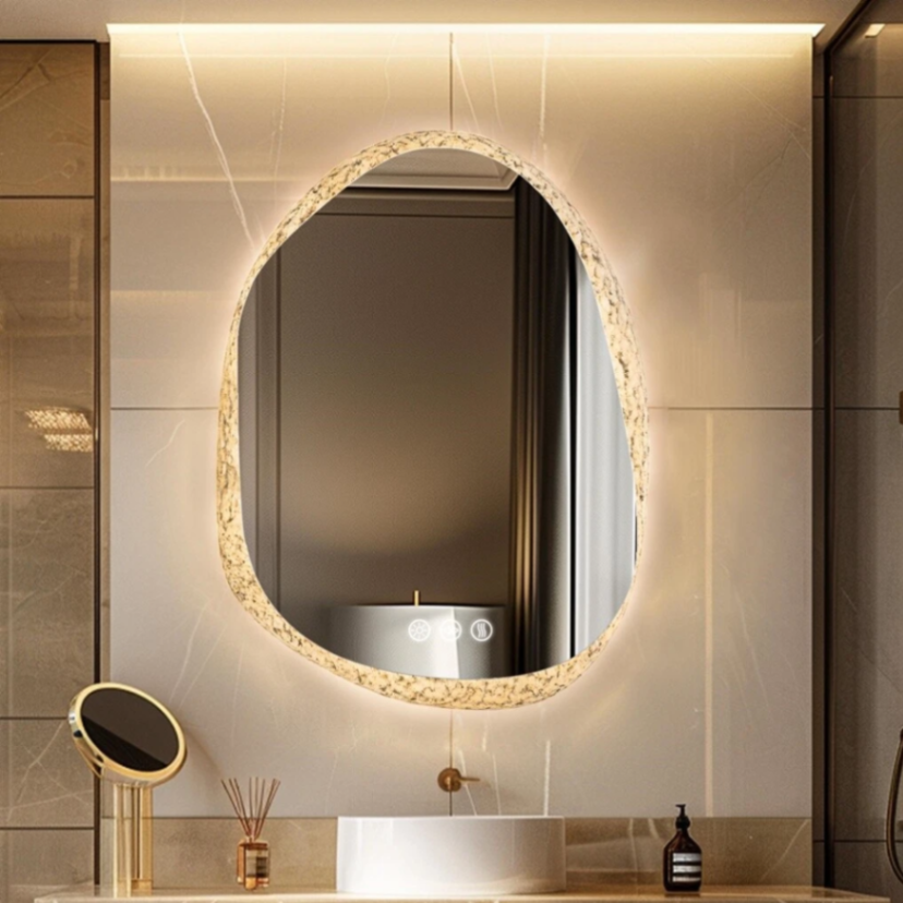 Bathroom Mirrors Irregular Decorative Mirrors Makeup Mirrors Tri-color Dimmable63124036611458111
