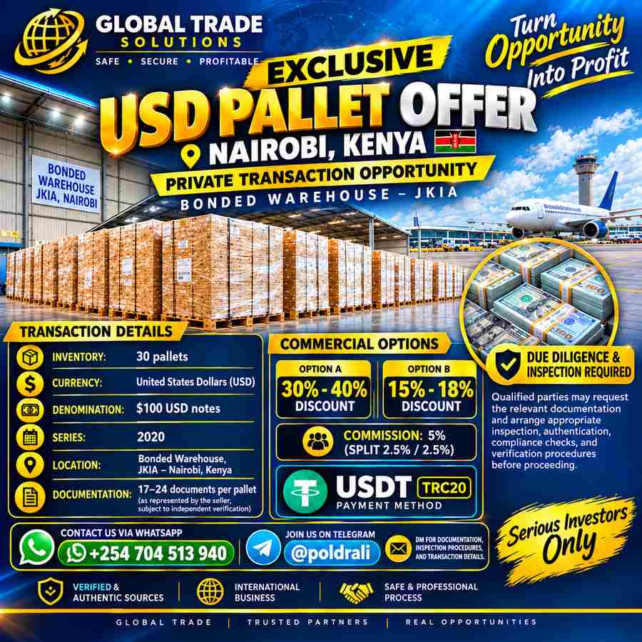 USD inventory offer, Nairobi bonded warehouse, verification required