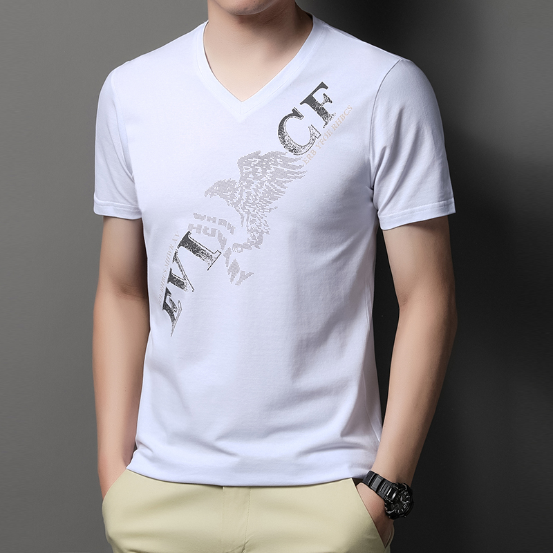 MOAIKA   New Cotton Heart-Shaped Collar Summer Men's Short Sleeve in      White63534289576835111