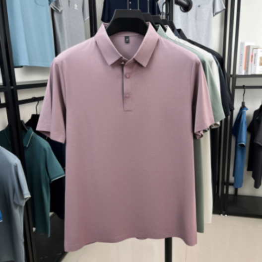 MOAIKA  new ice silk high-end seamless business collar T-shirt        pink63457421931778114