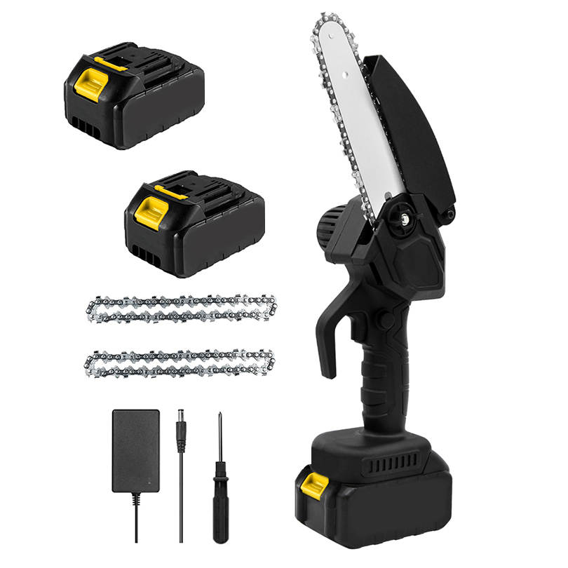 Electric Mini Chainsaw Battery Powered Portable Cordless Handheld Power Chain Saw 2 Rechargeable Batteries, Suitcase Included Small Chainsaws Wood Cutting Tree Trimming Gardening DJ04863680422690307110