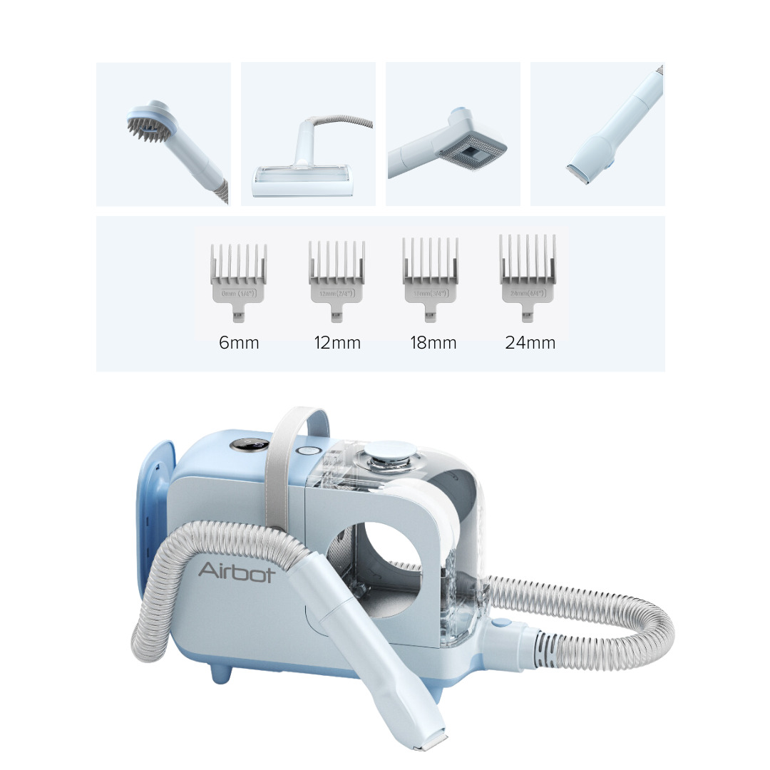 Airbot Pet Vacuum Cleaner P2 Blue+White UK - Low-Noise, Portable, Multi-Tool Grooming with Trimmer, DeShedder, Vacuum for Dogs & Cats, Home & Post-Walk Cleanup Pet62885048961155111