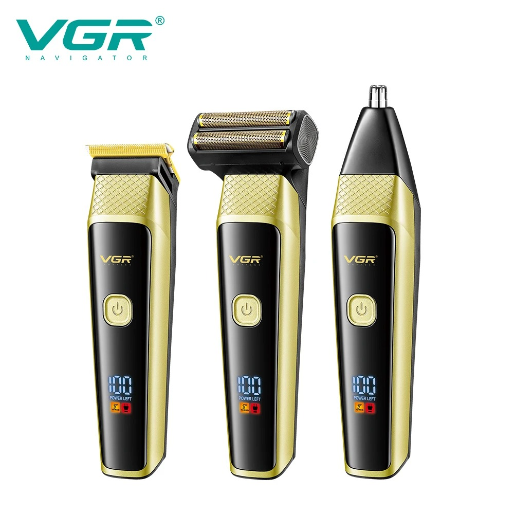 VGR V336 Hair Clipper Mens 3pc Set Haircut Machine Rechargeables Full Set Clipper Trimmer632143019974431112