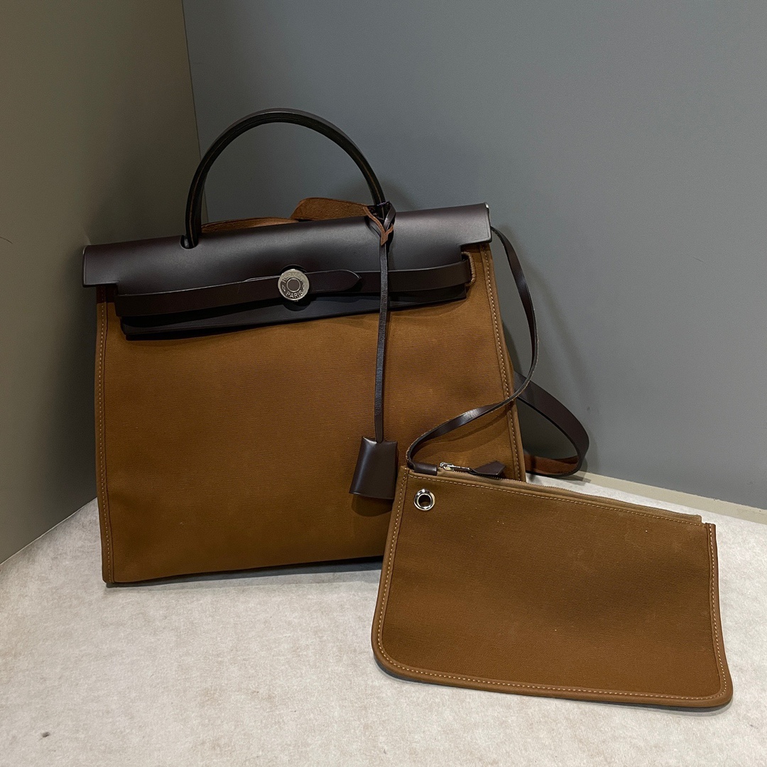 Hermès/Herbag, bolso de mano color ébano Herbag 31