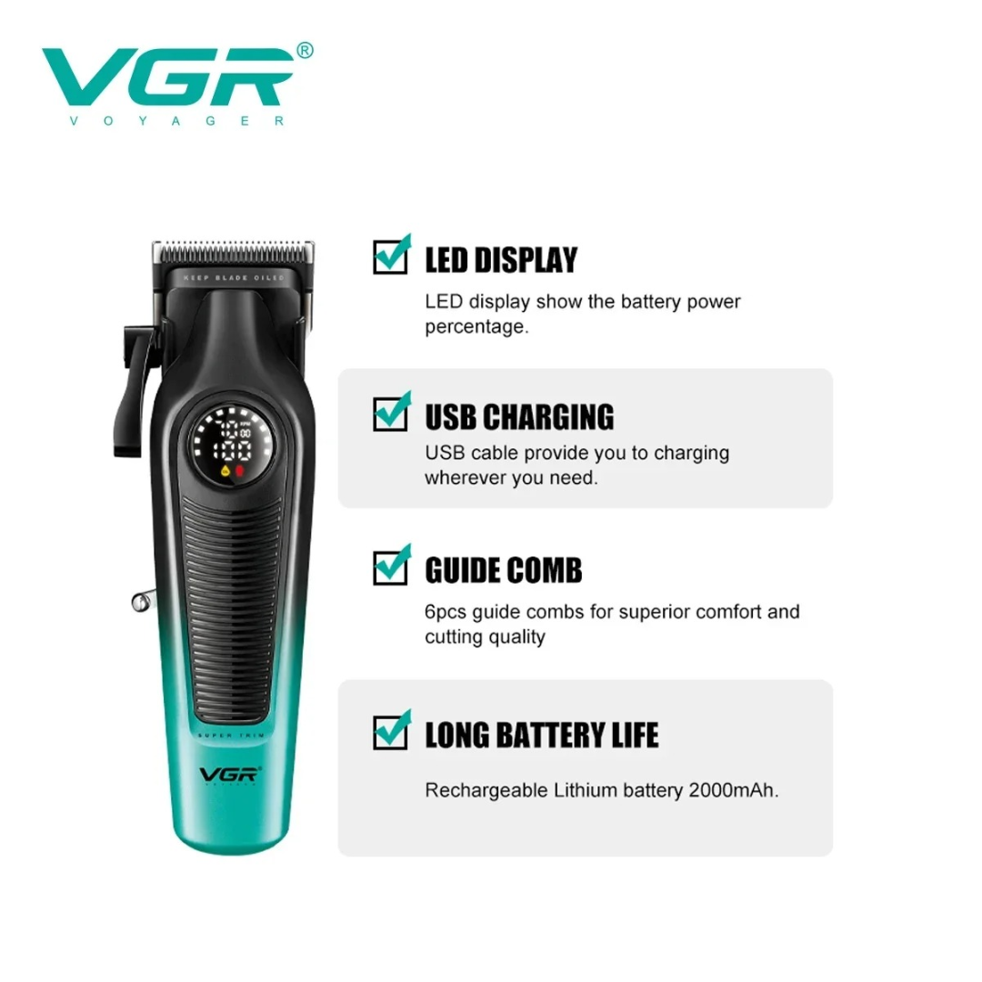 VGR V196 Hair Clipper for Men with DLC Blade  7000RPM LED Display Professional Barber Shop Cordless Hair Cutting Machine63203748294401113