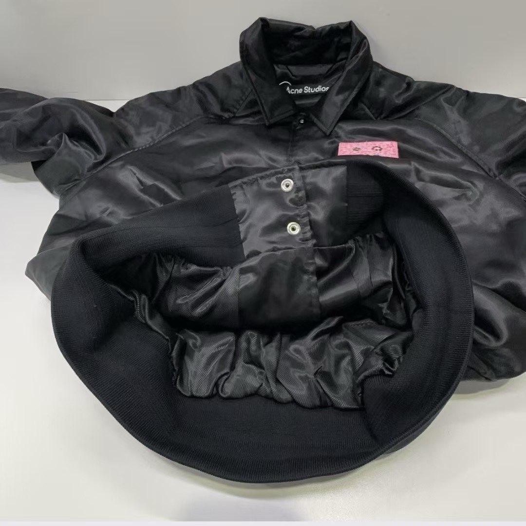 Acne Studios Embroidered Cartoon Smiley Face Chest Aviator Jacket63692365101187114