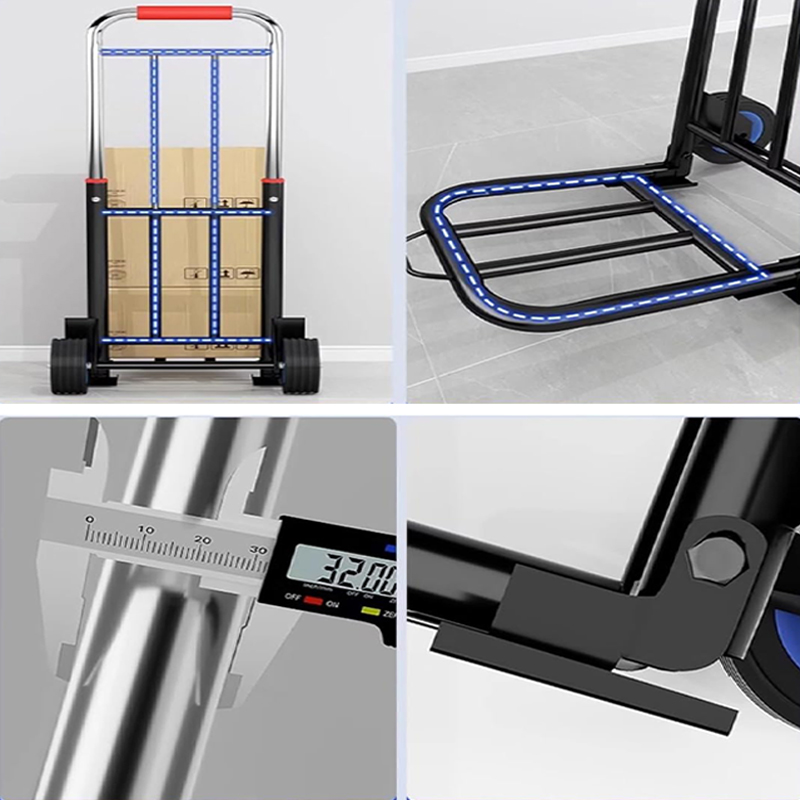 Heavy Duty Dolly,Portable Fold Up Dolly,2 Wheels Collapsible Luggage Cart with 3 Elastic Ropes for Moving Travel Shopping63525882389251112