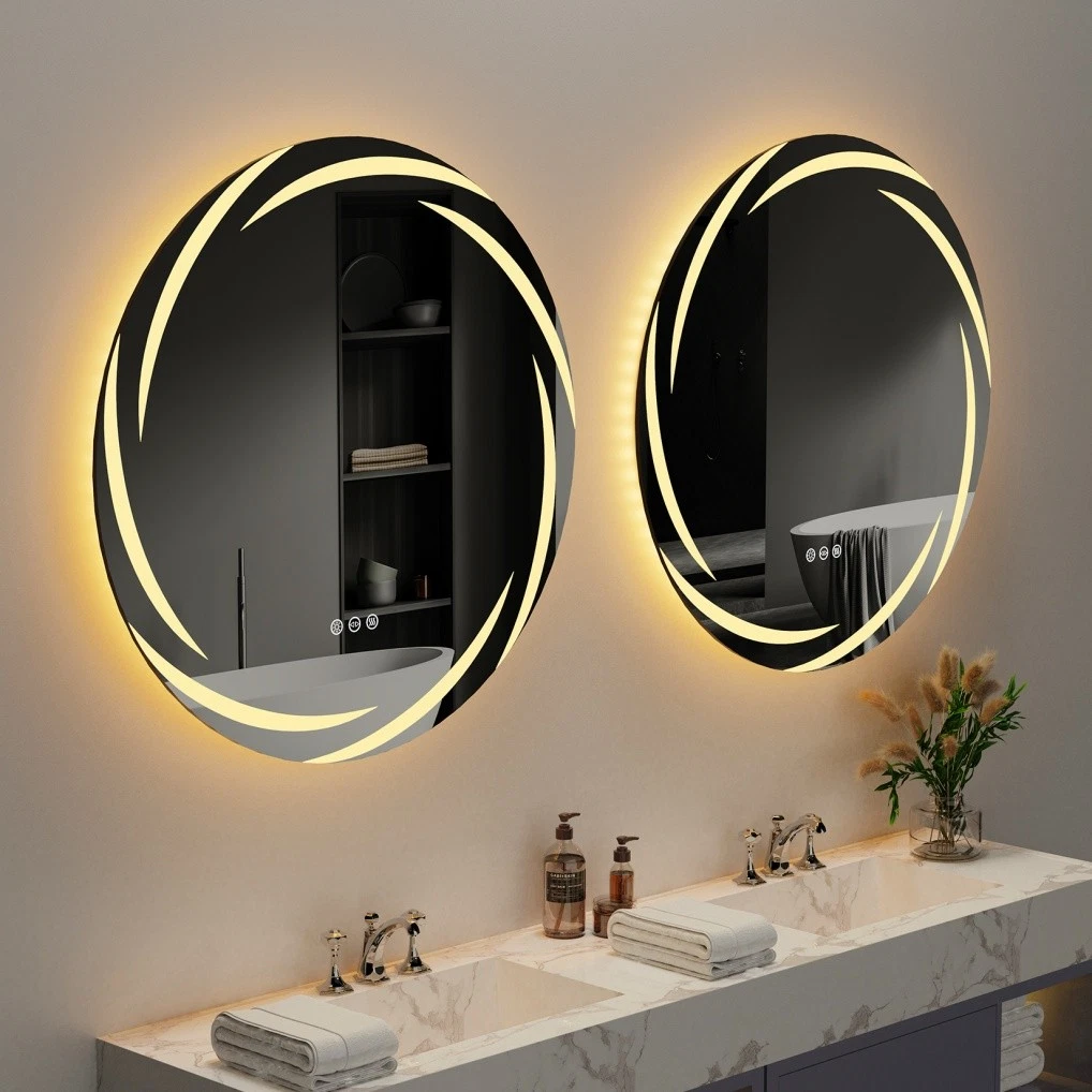 Labella 23.6" Illuminated Bathroom Wall Mirror Round LED Vanity Makeup Mirror Stepless Dimming63192757589251111