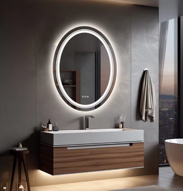 24x32 inch Bathroom Mirror LED Light Oval Frameless Shower Shaving Makeup Mirror for Restroom Washroom Dimming Defog63123873946242111