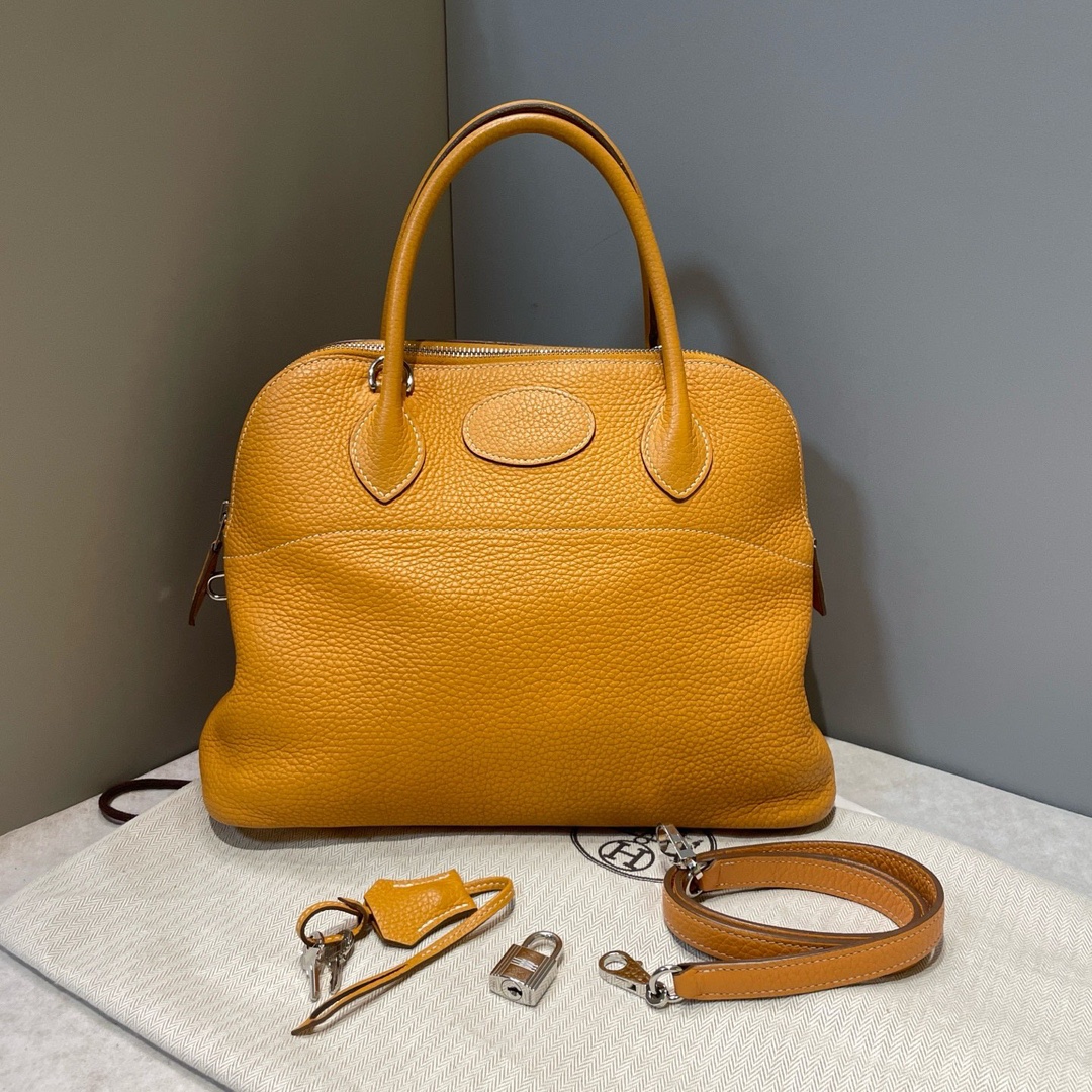 Bolso de mano y bandolera Hermes/Herms para playa con hebilla dorada y plateada