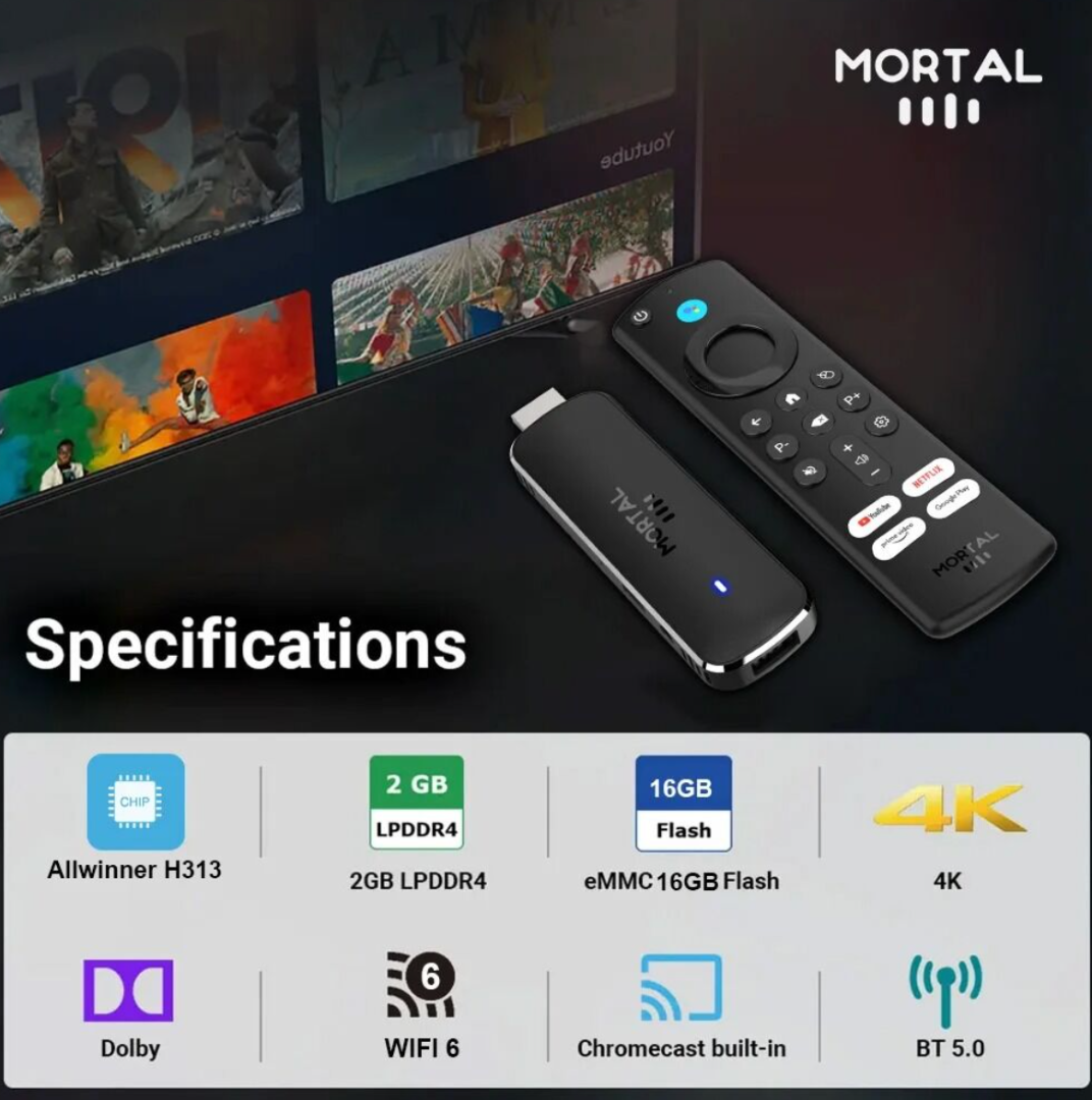 Q8 Android14 Smart TV Stick Mortal Wifi6 AllwinnerH313 Chip Quad core 1000M Lan Bluetooth 5 4K video Chromecast Streaming Media63238324701570113
