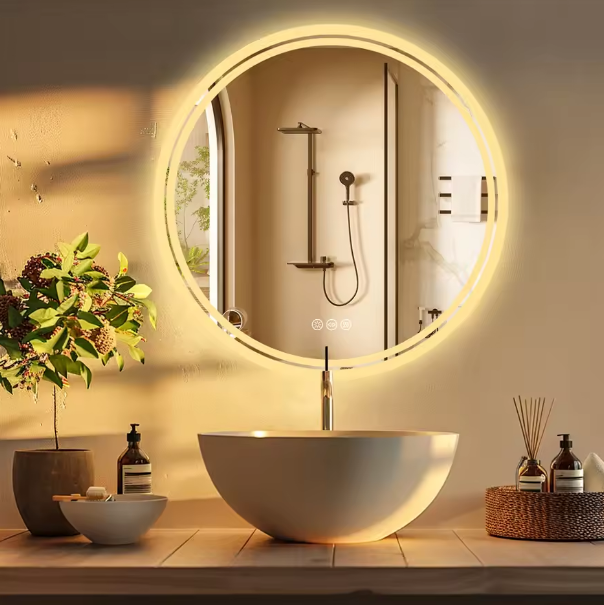 Labella 80cm Round Large LED Bathroom Mirror Backlit Built-in Touch On/Off Dimming Anti-fog Wall Mounted Mirror63115734900609111