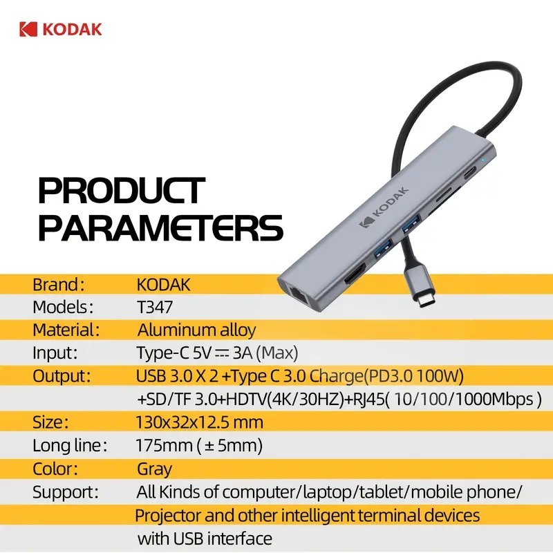 T347 Kodak 7 نقطة استقبال 1 (توصيل توصيل السريع إلى المنزل)63602858893825112