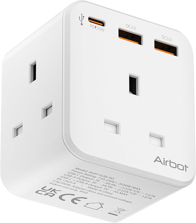 Airbot Air 3B-PD Extension Socket 3250W 3 Outlets Socket Multi Plug Extension Multi Power Adaptor with USB + Type-C PD62885092999170110