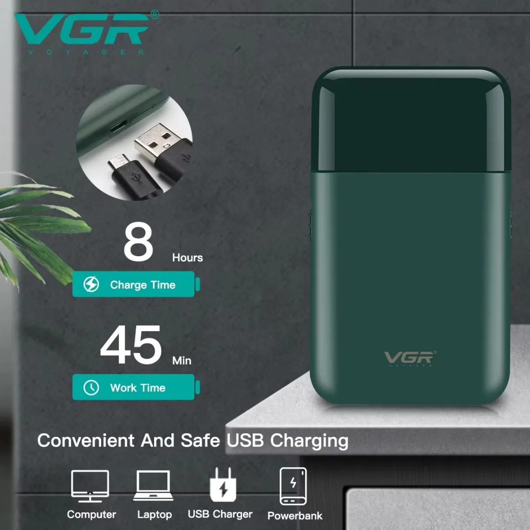 VGR V390 Shaver Professional Beard Trimmer Rechargeable Razors Reciprocating Foil Shaver Portable Mini Double Blade Shaver Men 63203437090945112