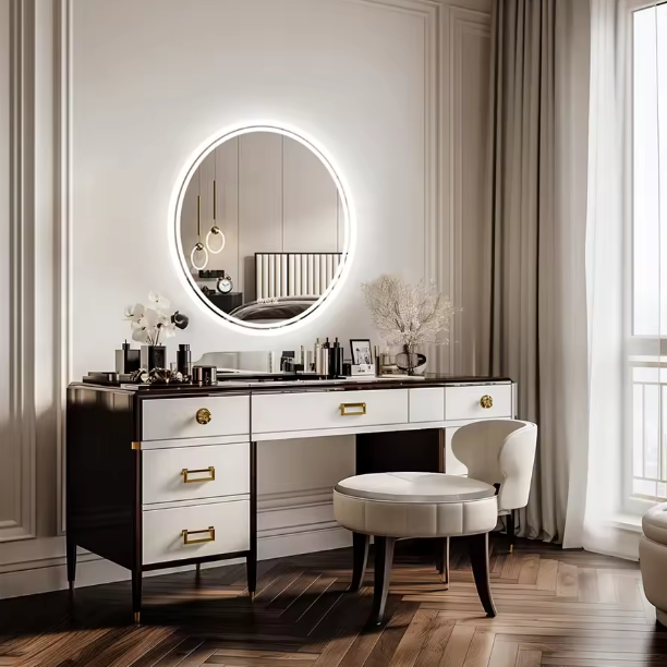 Labella 80cm Round Large LED Bathroom Mirror Backlit Built-in Touch On/Off Dimming Anti-fog Wall Mounted Mirror63115734900609112