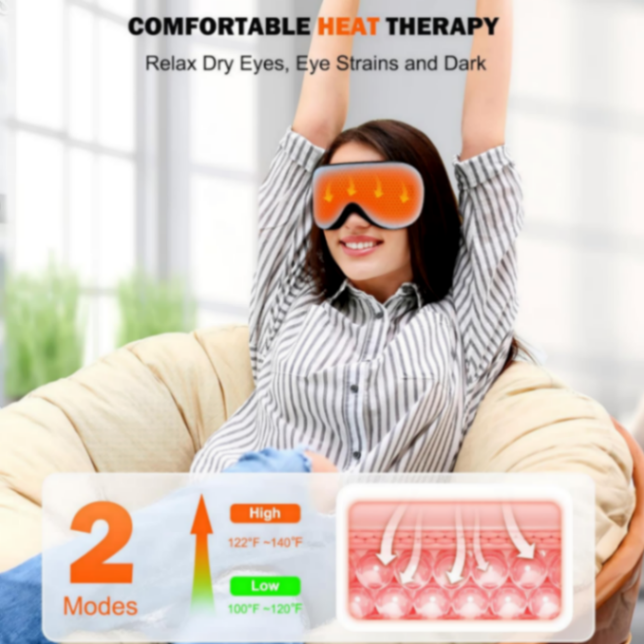 Eye Mask with Heat and Cooling for Dry Eyes Migraines, USB Electric Heated Eye Mask for Sleeping Meditation Travel Gifts for Women & Men (Blue)63081018260483112