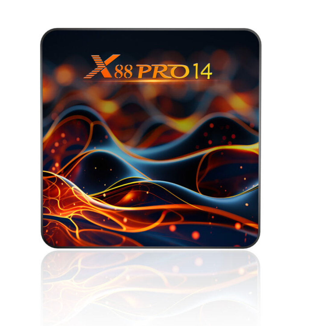 صندوق تلفاز X88 Pro 14 بنظام أندرويد 14، معالج رباعي النواة من روك تشايب بمعمارية 64 بت كورتكس A53، يدعم 4K وHDR، واي فاي 6، بلوتوث 5.0، صندوق تلفاز ذكي63238500888963110