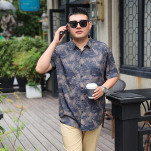 MOAIKA           Cool    fashionable    casual     wrinkle-free short-sleeve business floral shirt    purple634665309772831116