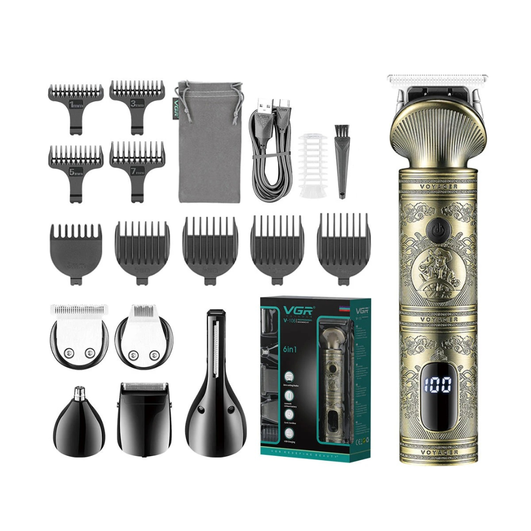 VGR V106 Hair Clipper Electric Hair Trimmer Professional Barber Cordless Hair Cutting Machine Multifunctional Clipper for Men 632036187120651120