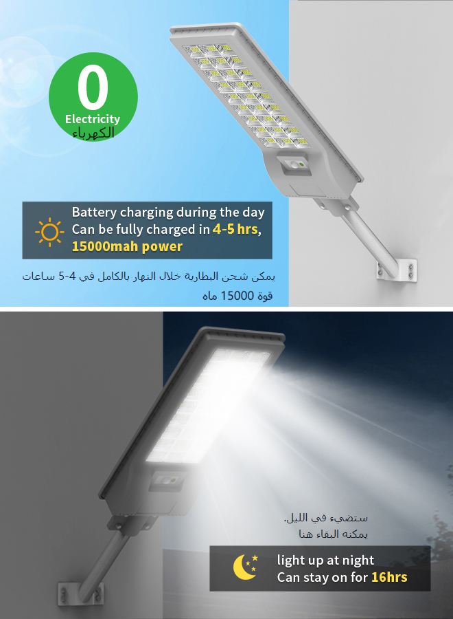 Outdoor Solar Street Light Motion Sensor Waterproof IP65 LED Floodlight Remote Control Patio Yard Garage FT-18300-163680886254593111
