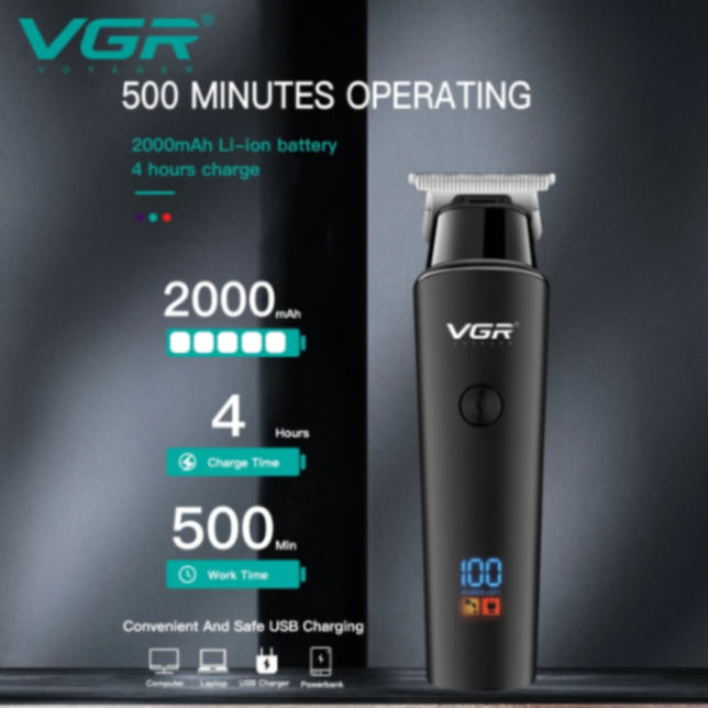 VGR V937 Hair Cutting Machine Professional Hair Clipper Barber Cordless Electric Hair Trimmer Men USB Rechargeable LED Display 63147788535810112