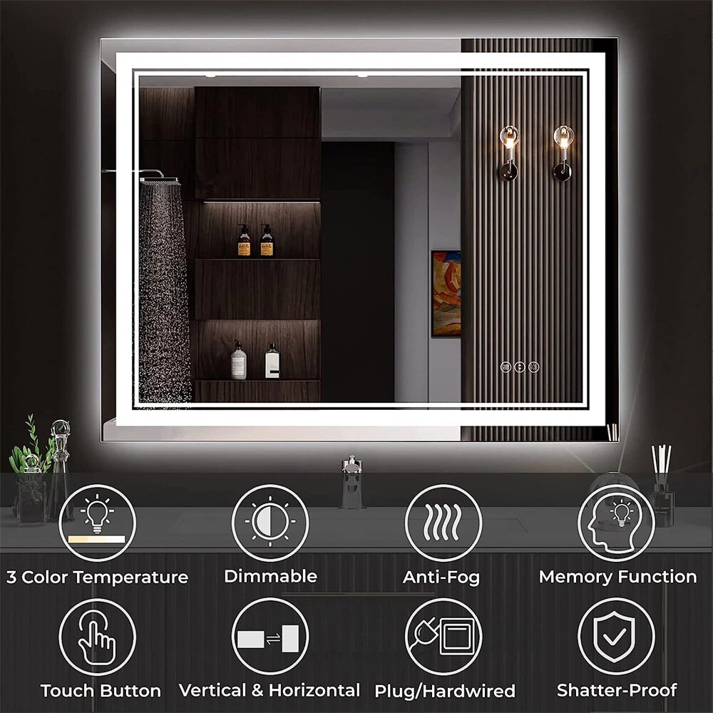 Lebella LED Bathroom Mirror With Front Backlit Dimmable Vanity Wall Mirror HD Anti-fog63145695698050113